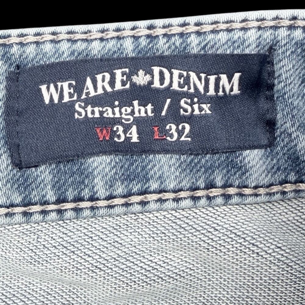 Buffalo David Bitton Straight Six Jeans Mens 34x32 Light Wash Stretch - Picture 2 of 13